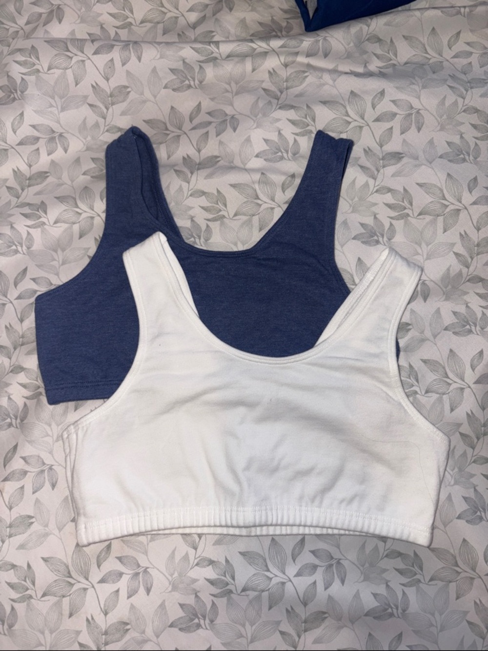 Fruit of the Loom White & Denim Blue Sport Bras - 2 Pack